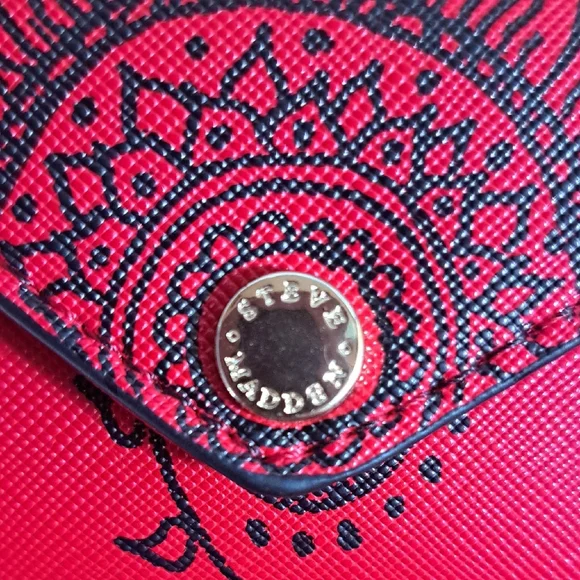 Hand Painted Red Patterned Women's Mini Wallet Coin Purse - Picture 8 of 9